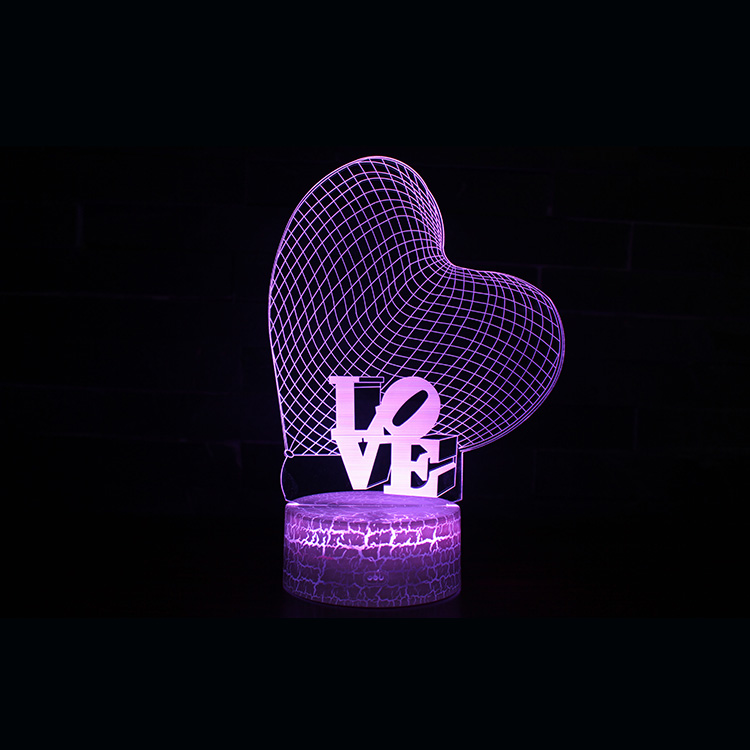 Светильники 3d эффект акриловые ночники с дистанционным управлением LOVE