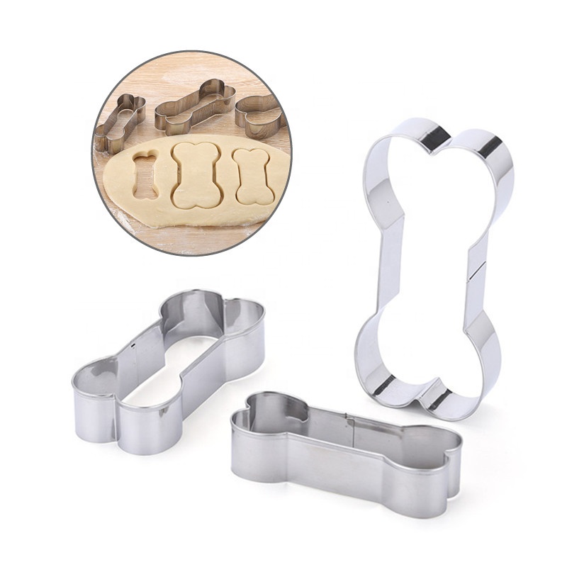 Оптовая цена набор из 3 шт. собака кости формы Нержавеющая Сталь Cookie Cutter Set