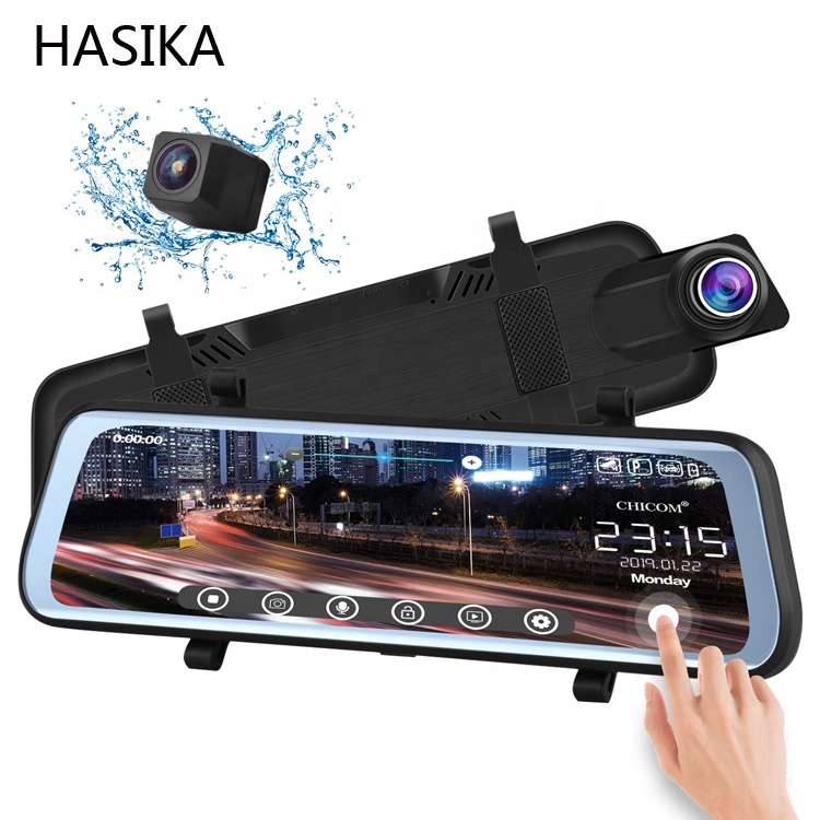 9,66 дюймовое зеркало Dash Cam сенсорный экран полный экран 1080P 170 Full HD видеорегистратор с двумя камерами 140 широкоугольный Full HD камера заднего вида