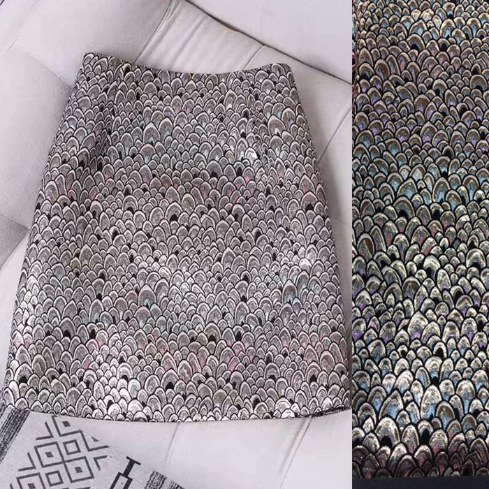 Colorful feather design 3D brocade jacquard metallic woven fabric