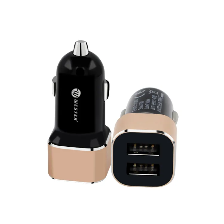 Aluminum Alloy Favorable Price Mobile Phone Use and Electric Type 5V 2.4A Dual USB Car Adapter