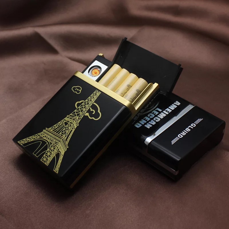 2 в 1 пластиковый портсигар с электронной катушкой USB Перезаряжаемый портсигар 8 шт.