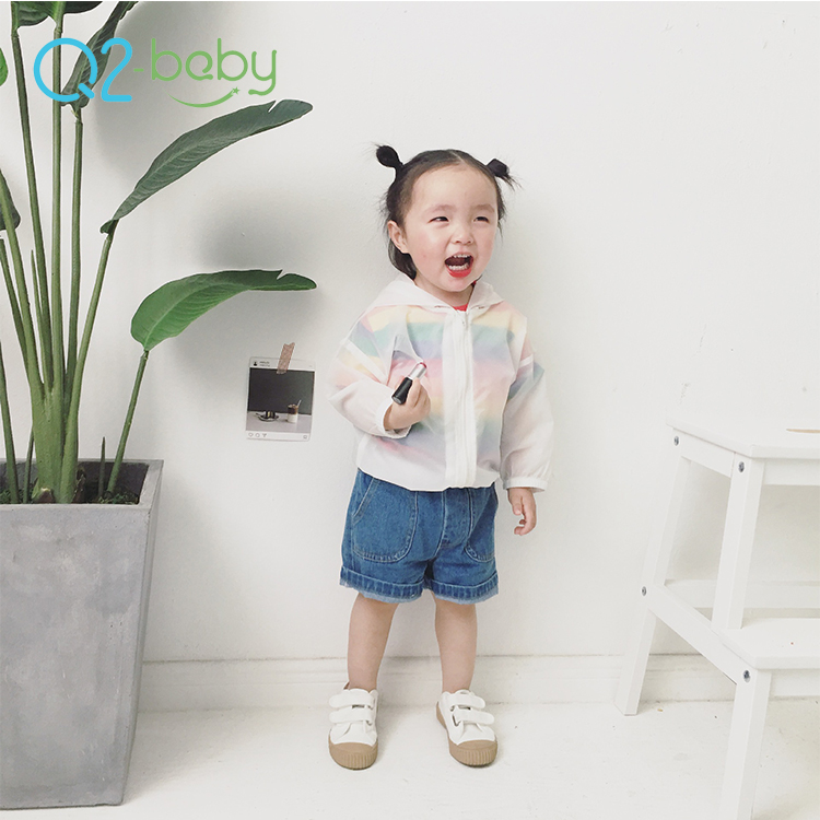 Q2-baby новая одежда для малышей; Детское пальто на молнии эксклюзивная летняя для детей ясельного возраста; Одежда с защитой от солнечных лучей