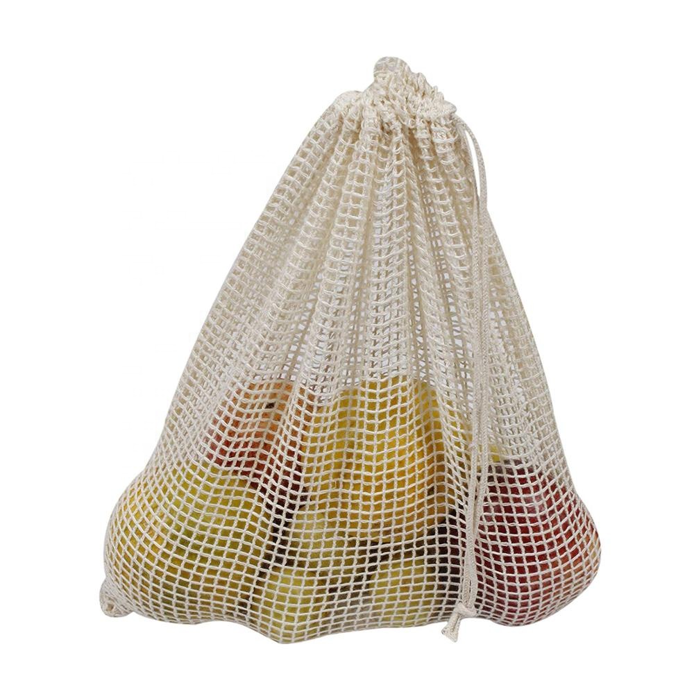 Reusable Produce Bags | Organic Cotton Mesh | Recyclable | Machine Washable | Tare Weight on Label | Double-Stitched Seams
