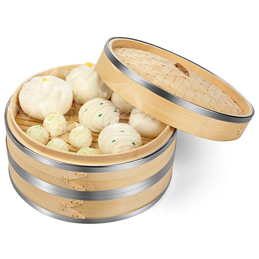 Factory Wholesale Natural Bamboo Cooking Utensils Handmade Bamboo Steamer Bamboo steamer with custom logo