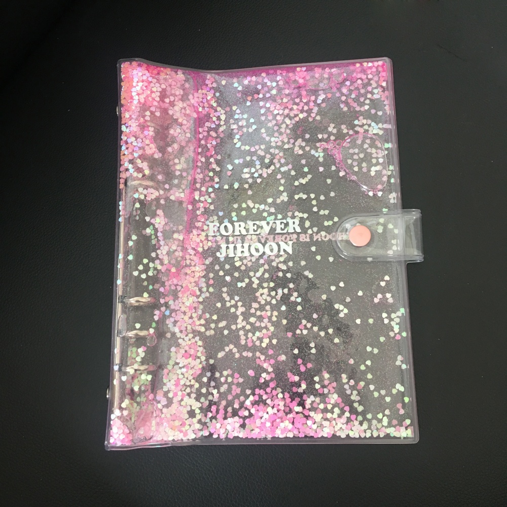 Прозрачный чехол-книжка из ПВХ, пластиковый наполнитель, чехол для дневника с плавающими блестками и блестками, чехол-планировщик