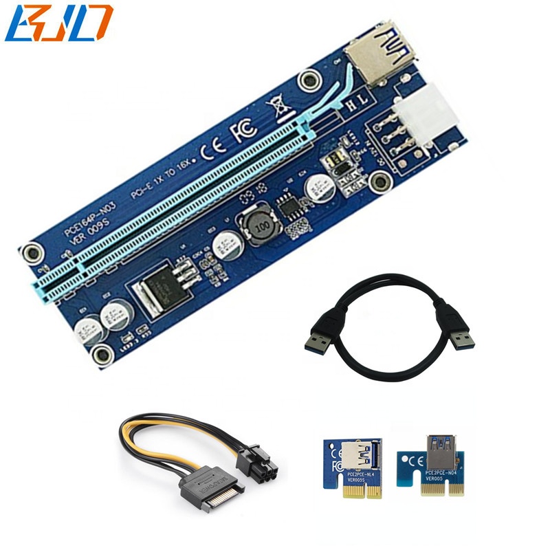 6pin PCIe riser   ver009s pci-e x1 x16 riser card for Ethereum ETH Mining-GPU Riser