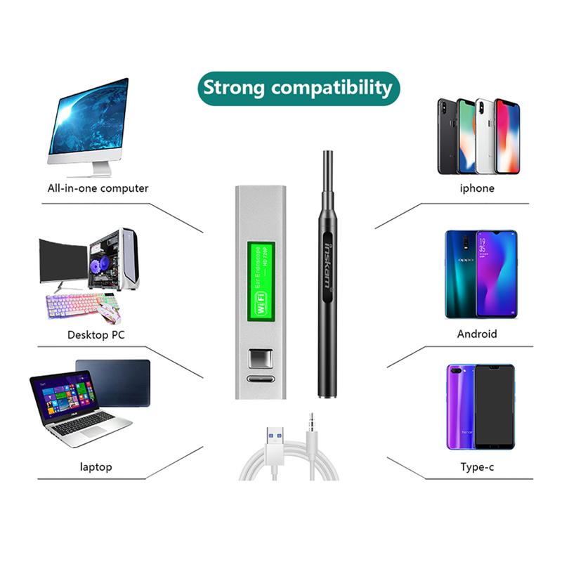 Отоскоп для чистки ушей с Wi-Fi, 3,9 мм