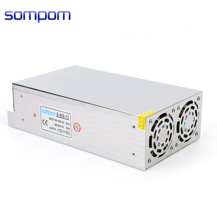 Sompom 110/600 В переменного тока, одинарный выходной Тип S-600-12 12 В, 50 А, Вт, переключатель питания