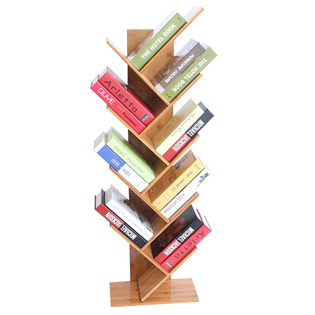 Бамбуковая книжная полка с 6 полками для хранения