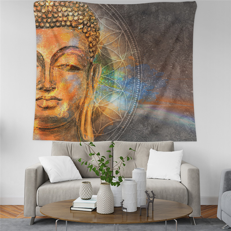 Indian Buddha Statue Tapestry Wall Hanging Wall Cloth 7 Chakra Tapestries Psychedelic Yoga Carpet Home Decoration