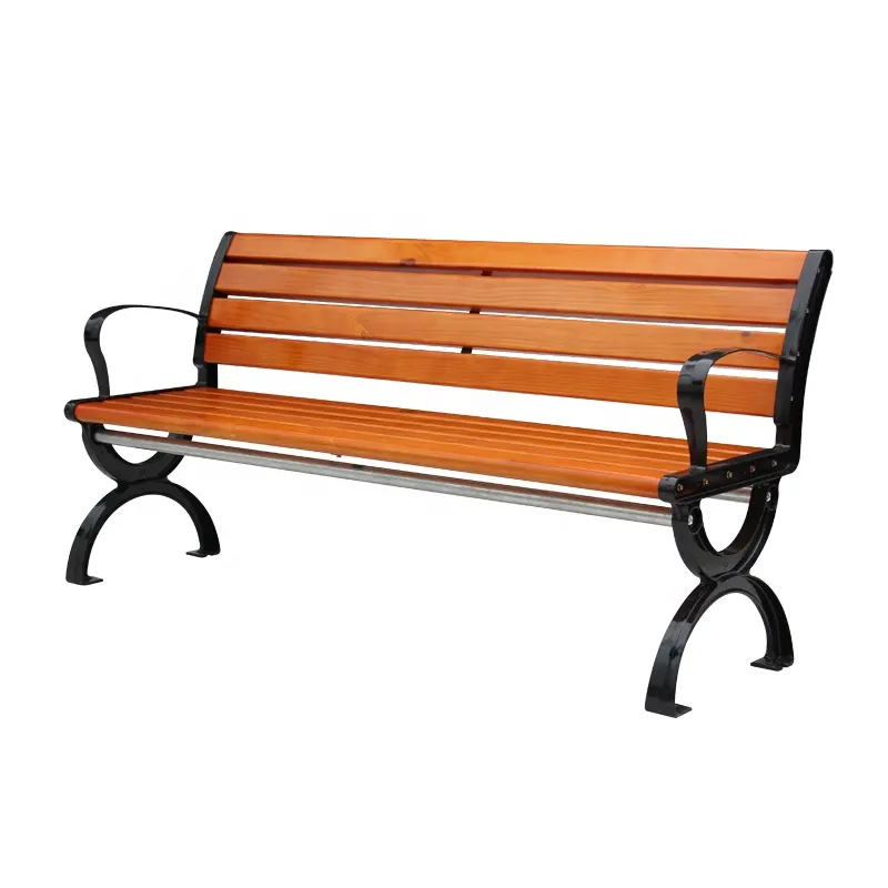 outdoor waterproof courtyard double solid wood bench park bench frame cast iron garden bench