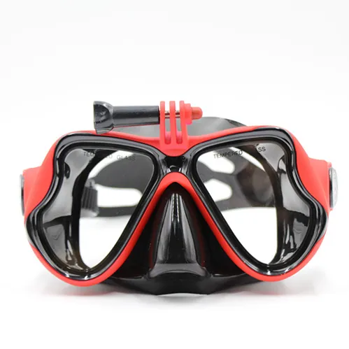 Compatible with Gopro -Silicone Dive Mask for Scuba Diving Snorkeling Swimming Goggles Red