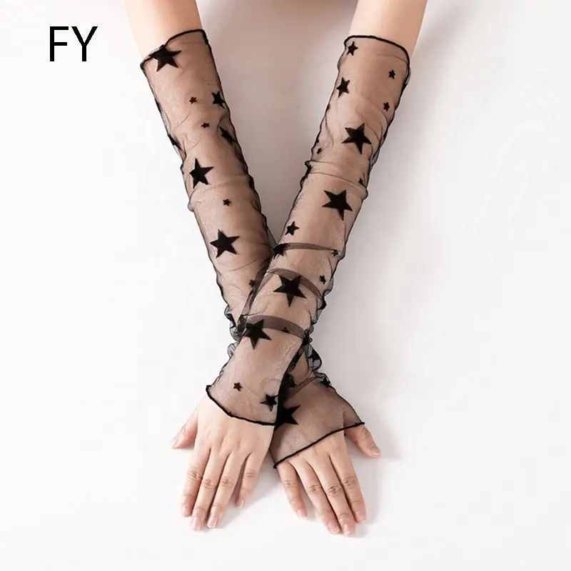 Lace Resistant Thin Sleeved Girls Gloves Mesh Star Dots Ice Sleeve Driving Sun Protection Women Arm Glove Wedding accessories