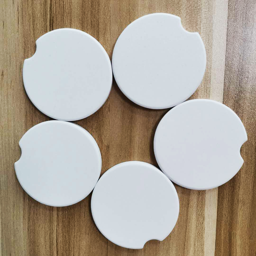 Cheapest blank water absorbent round plain sandstone car cup coaster