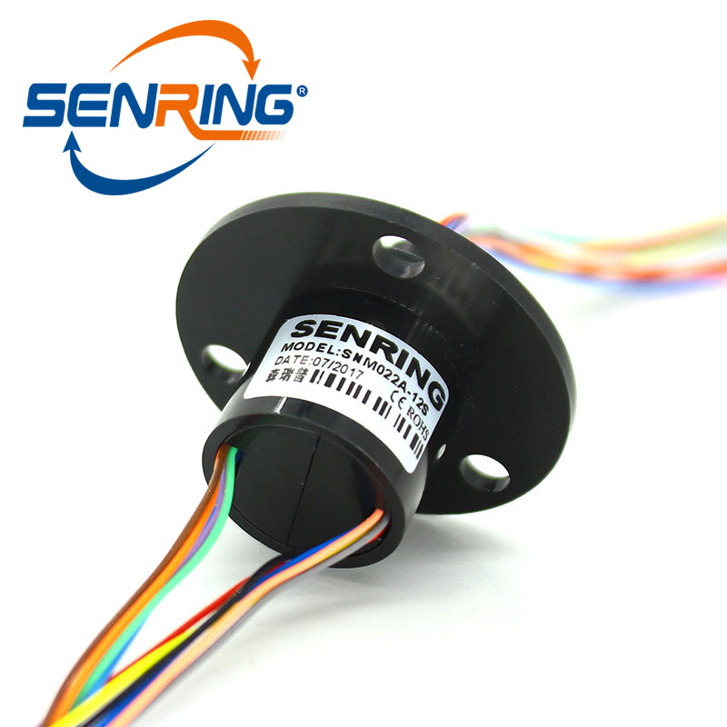 Slip Ring with Flange - 22mm diameter, 12 wires, max 240V @ 2A
