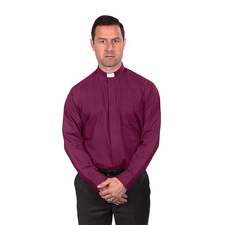Бордовый высокое качество одежда с длинным рукавом clergy рубашки для мальчиков для мужчин существенные оптовая продажа
