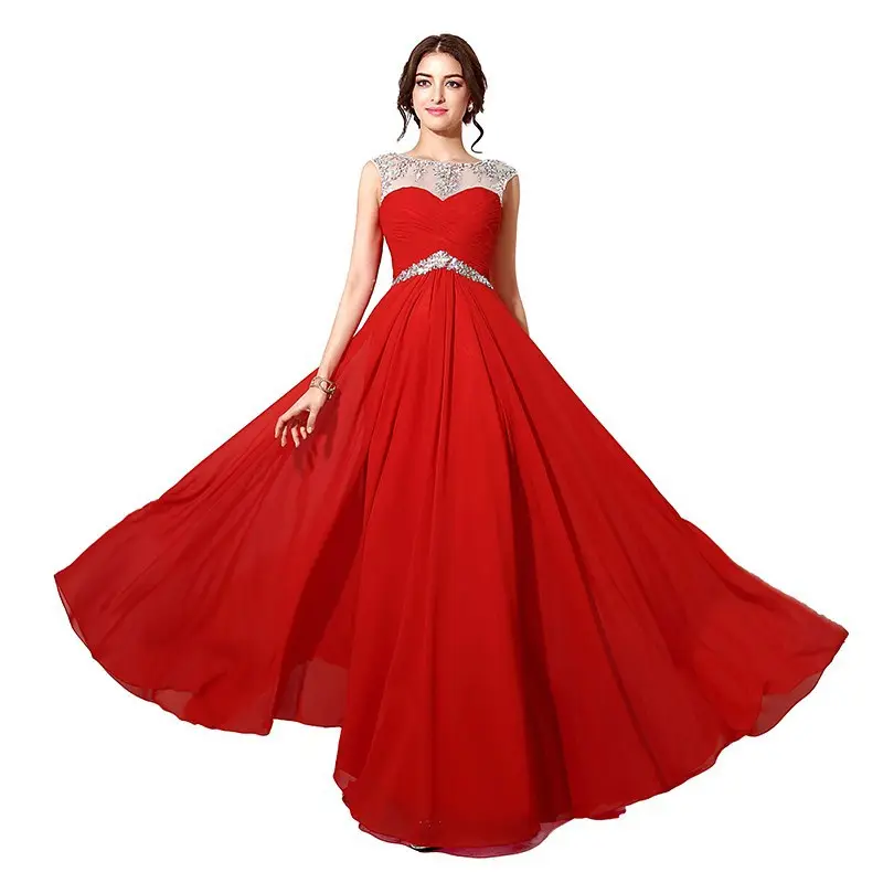 Fashion design ladies new long Sexy party dress Women red heavy beaded evening dresses