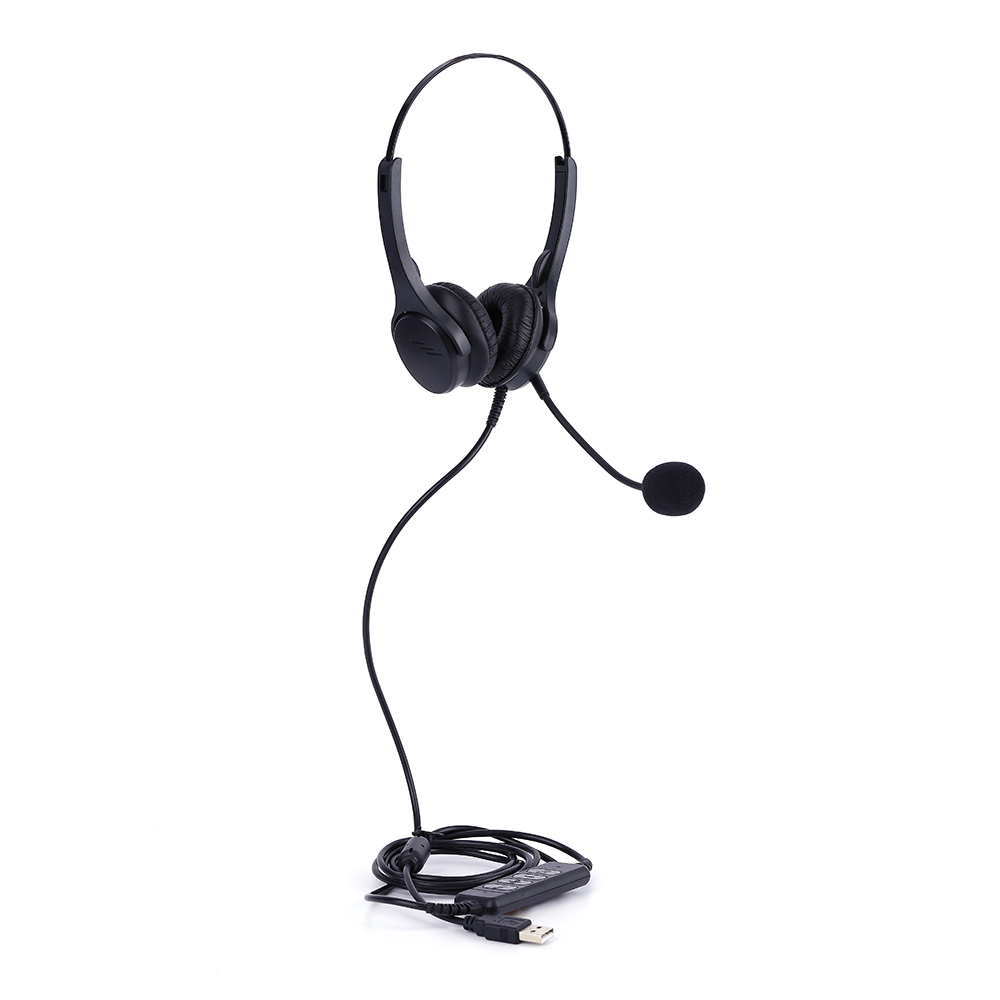 professional Binaural USB Call center  headset headphone with volume control for call center and office