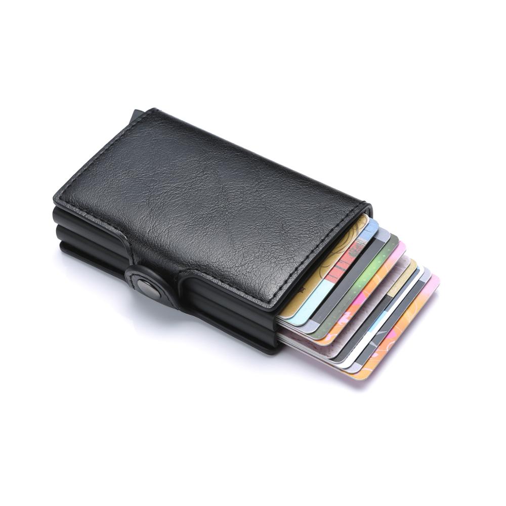 Кожаный кошелек для кредитных карт, кошелек с rfid-защитой, алюминиевый кошелек для кредитных карт с rfid-защитой и 2 коробочками большой емкости