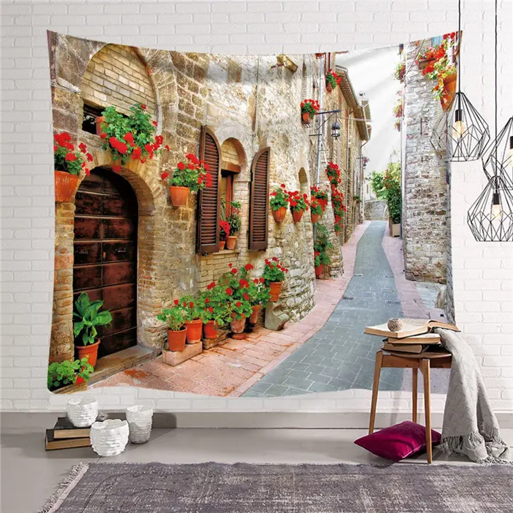 G&D Nordic European Town Bedroom Decor Cloth Wall Tapestry Wall Blanket