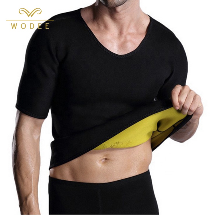 Короткий рукав Пот Горячий тонкий неопрен body shaper тренировки талии тренер мужчины
