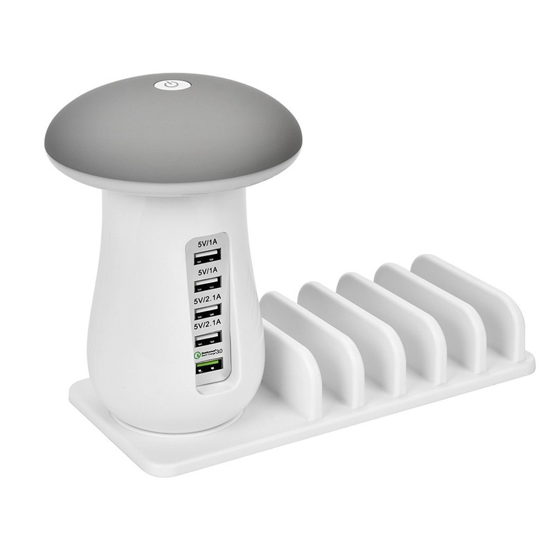 Новое дизайнерское Беспроводное зарядное устройство с большим грибом, 5 usb-портов для быстрой зарядки мобильных телефонов, 2019