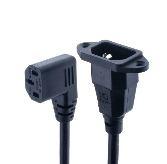 Коннектор с отверстиями для винтов IEC320 C14 для правого удлинительного штекера C13 с ангельским удлинителем 60 см или по индивидуальной длине