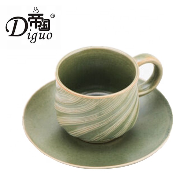 Diguo, 150 мл, серия Five Elements, водозеленая керамическая глина, чашка для кофе и чая с блюдцем