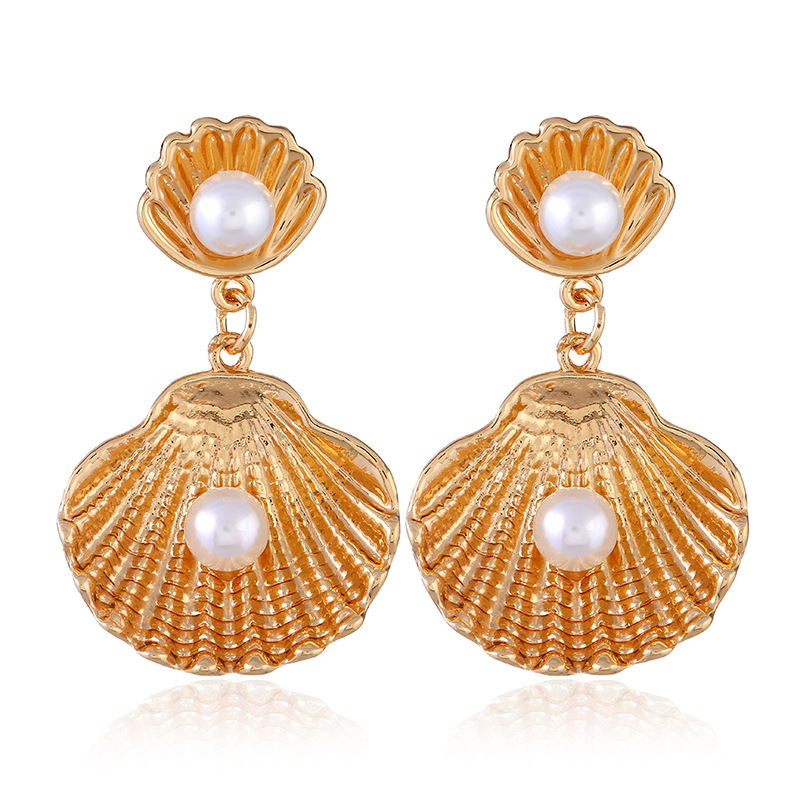 Мода Seashell жемчуг Висячие серьги простой Cowrie в виде Ракушки Серьги для женщин подруга пляж подарок ювелирные изделия