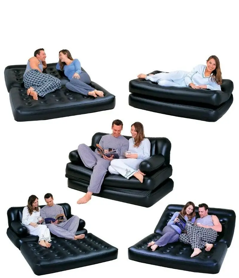 Bestway 75056 74'' x 60'' x 25'' inflatable air leather sofa 5 in 1 sofa bed with pump