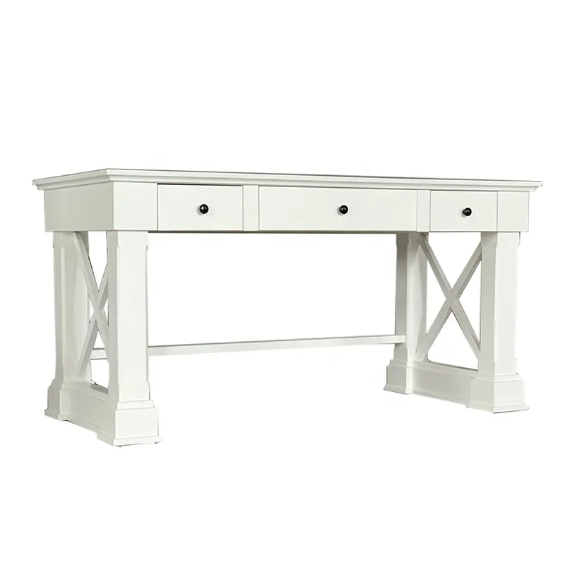 Jiuwei Furniture Hot Sale Multiple Colors Hamptons House Style Home Office Oak Birch Wood White Desk