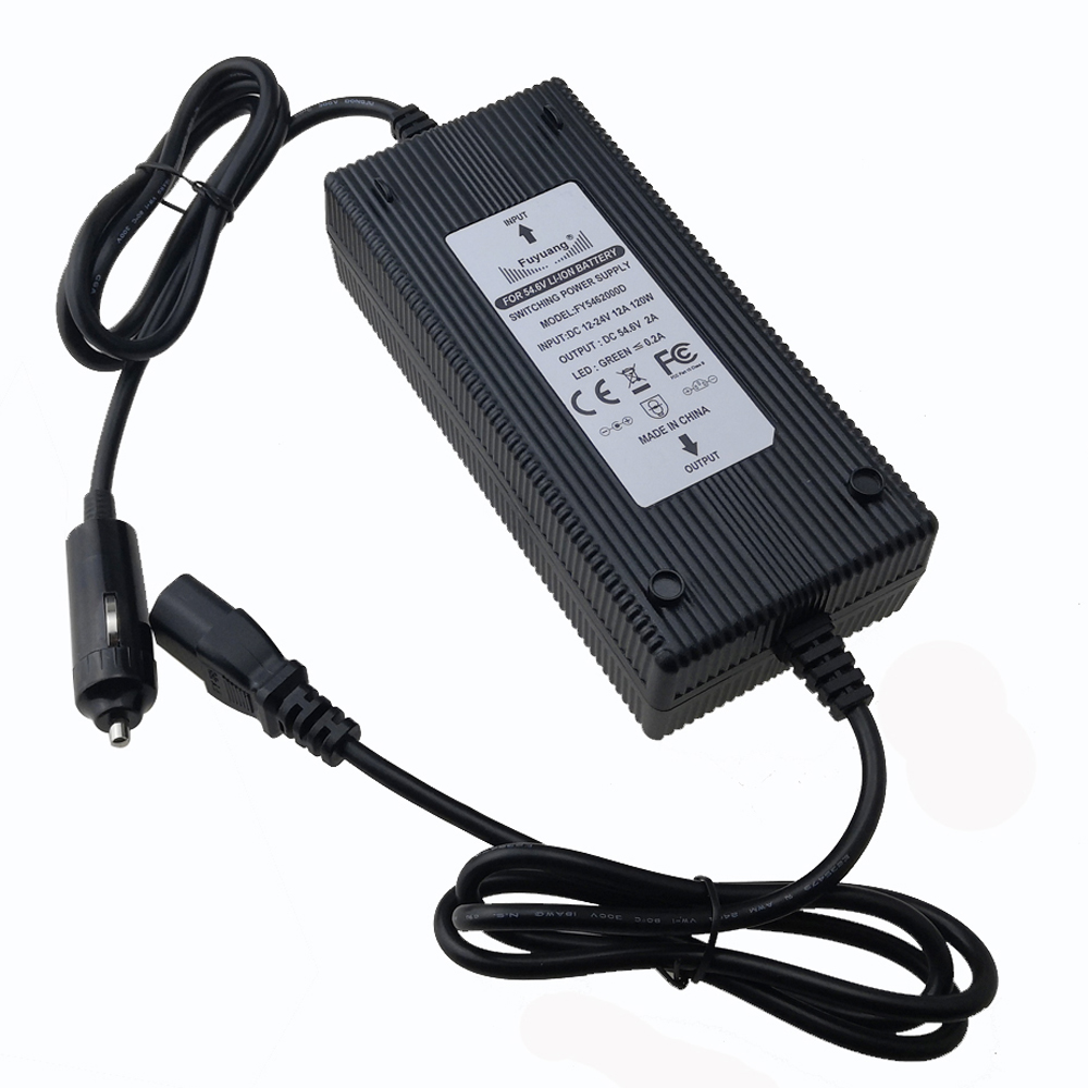 12V dc input power adapter output 54.6V 2A car vehicle battery charger