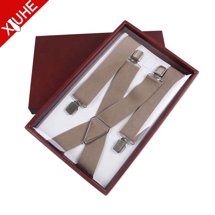 High quality Brown Men's Adjustable Rubber Elastic Suspender Belts