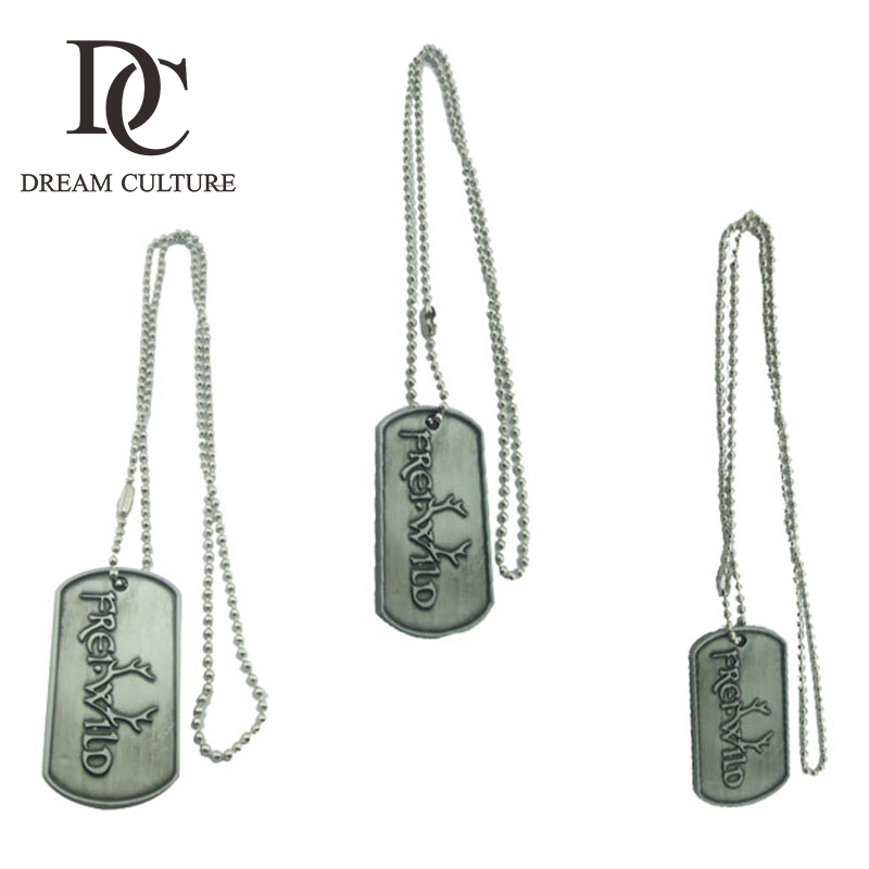 Дешевые рекламные античная бронза логотип пустой военной Колье Из Металла dog tag с bradde цепи