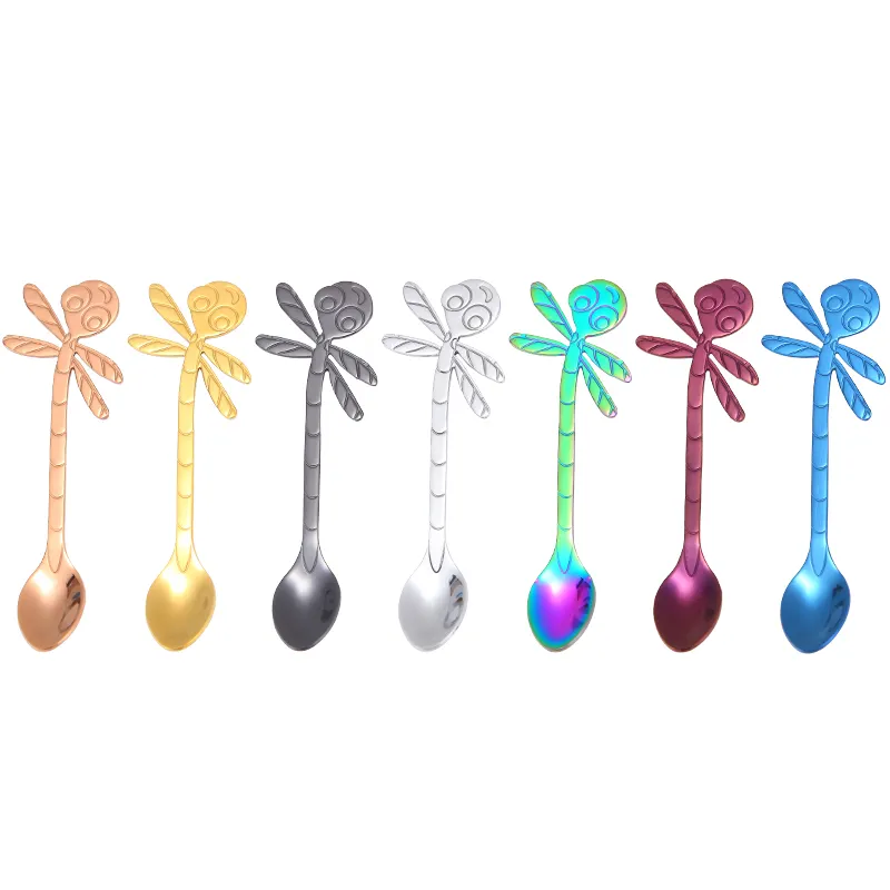 Stainless steel Dragonfly cute coffee spoon metal hanging spoon