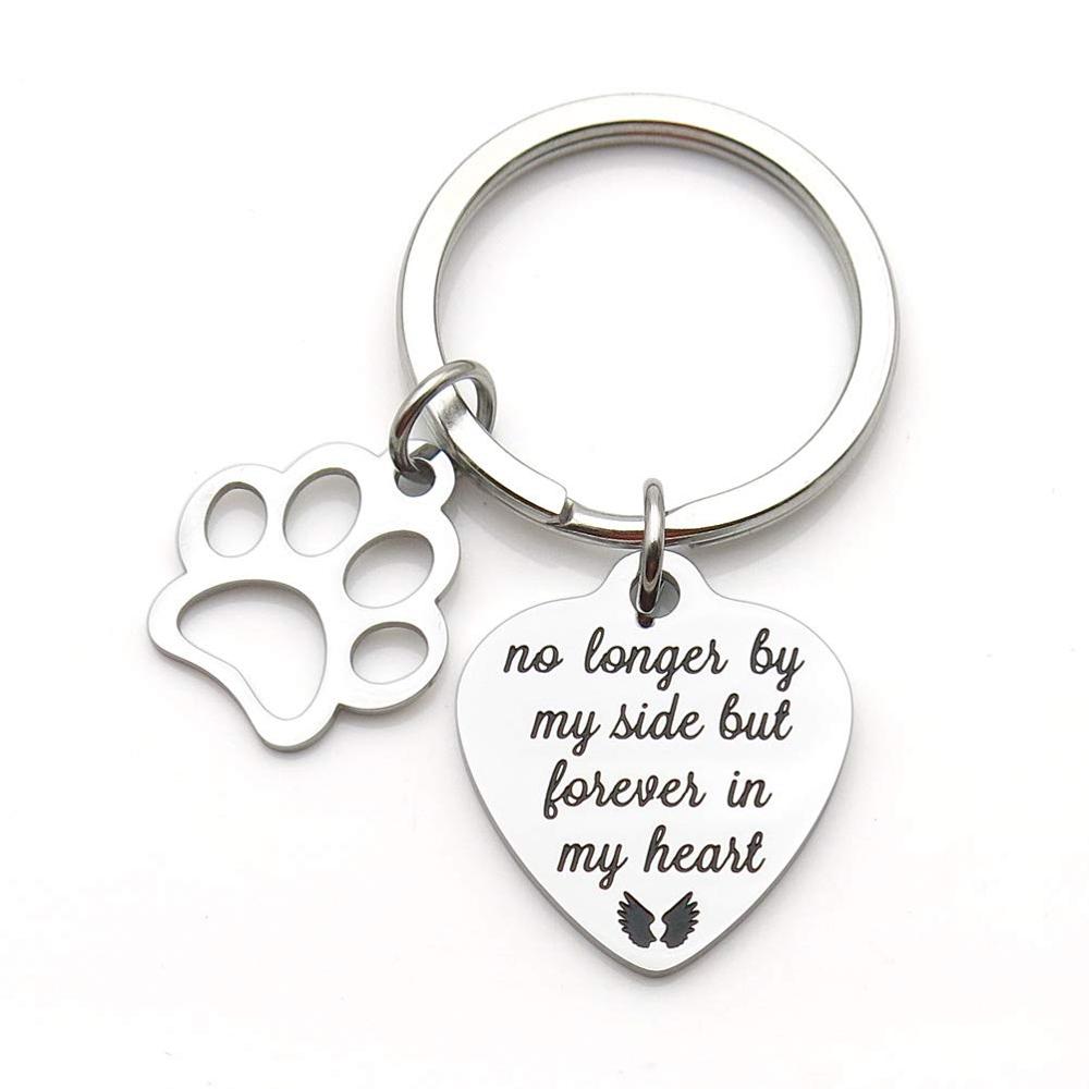 Сердце из нержавеющей стали Paw Prints брелок ПЭТ Симпатия Подарок CL1440