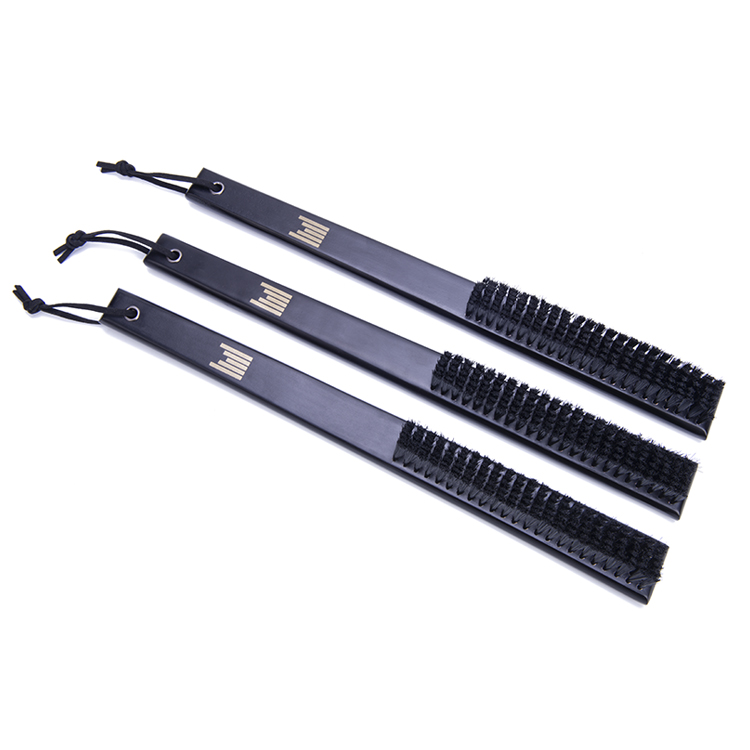 Super 5 star hotel used 38cm luxury black matt wooden shoe horn coat brush with gold logo
