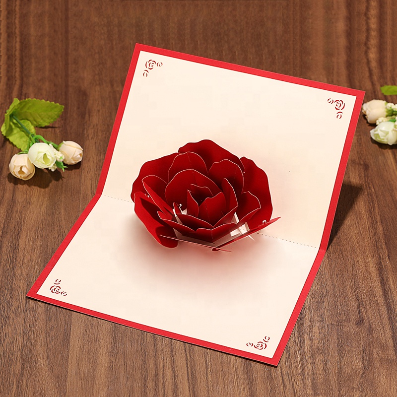 Заводские бумажные открытки с лазерной резкой розы 3d love pop up card