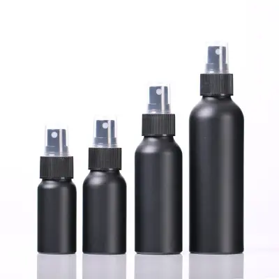 Free sample 30ml 50ml 100ml 150ml mist black aluminium spray bottle for cosmetic spot