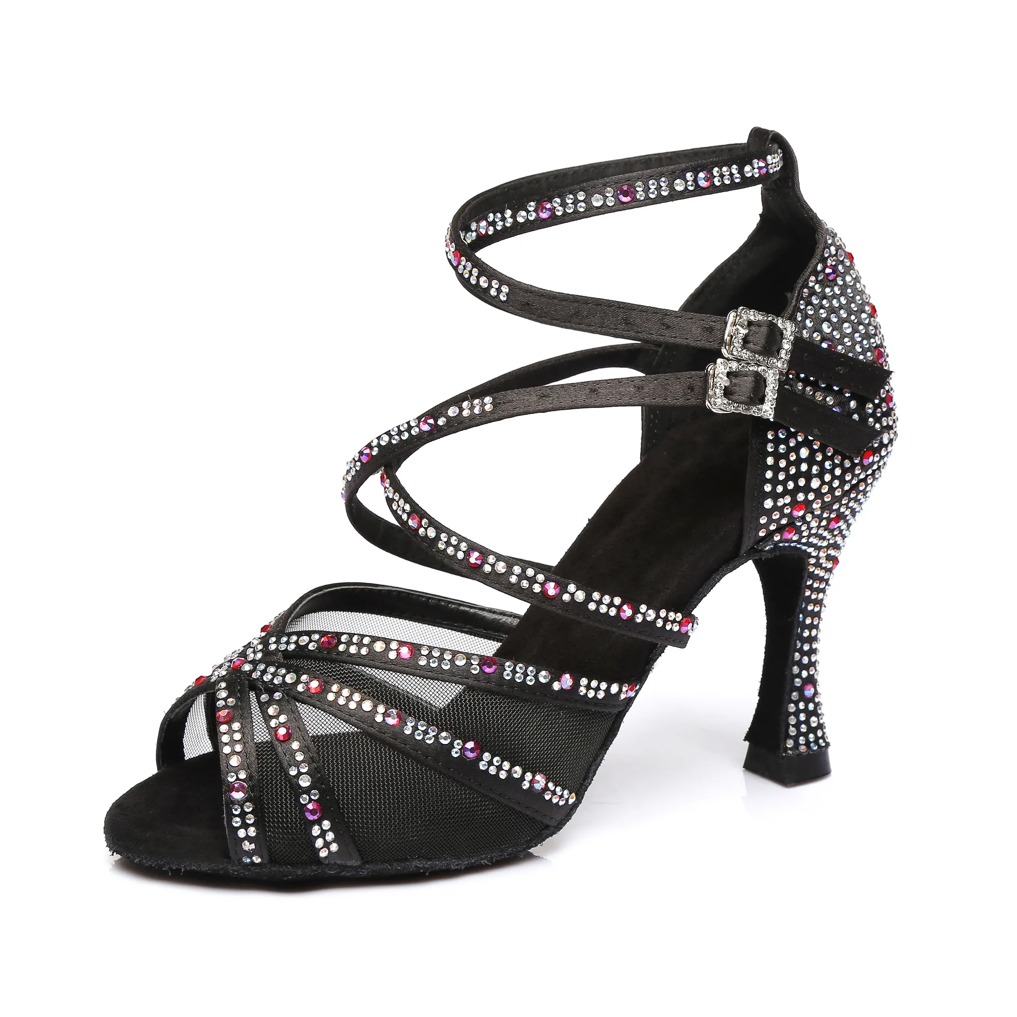 New model fashionable and beautiful L373 satin crystal Latin dance shoes for girls women