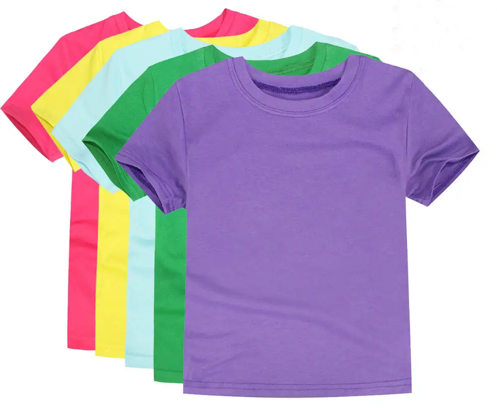 Boys T Shirts Girls Plain Tops Children Short Sleeve Cotton plain t-shirts blank Team Clothes OEM ODM Tees Baby Clothes