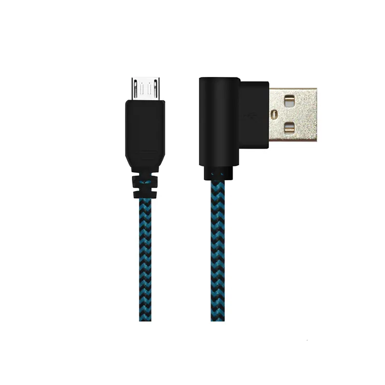 L форма 2A Micro USB кабель 90 градусов изгиб кабель для телефона android нейлоновый плетеный кабель для передачи данных