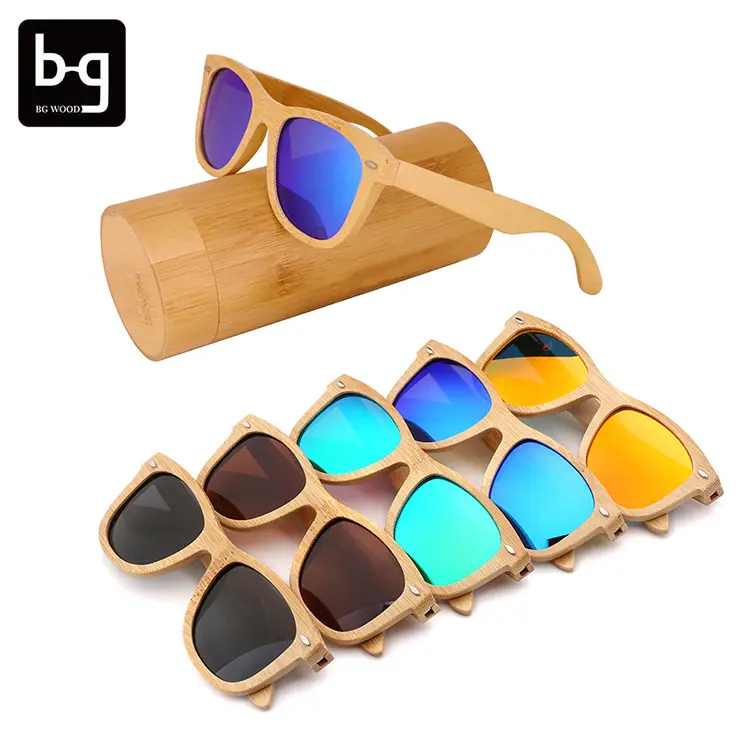 Private Label Fashion Bamboo Sunglasses Men With Case lunette de soleil Wood Gafas Lentes De Sol Lunettes Bois