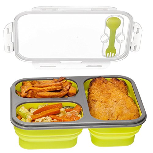 USSE 2019 новые продукты bpa free 3 отсека складной герметичный термосиликоновый изолированный детский Ланч-бокс bento