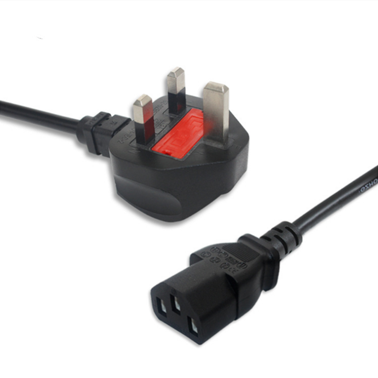 HF 3-prong pin UK Cable socket inserts electric ac power cord 3 pin flat electrical plug with connector