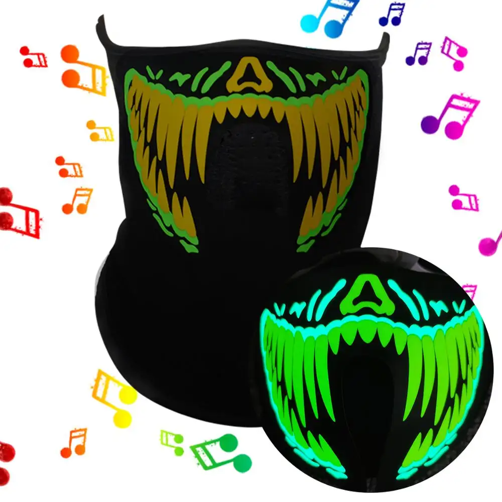 Светодиодная светящаяся маска для вечеринки, маска со звуковой активацией, используется для Хэллоуина, фестиваля, ночного клуба
