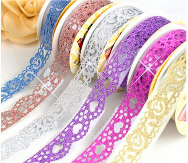 Glitter lace adhesive tape for packaging gift box