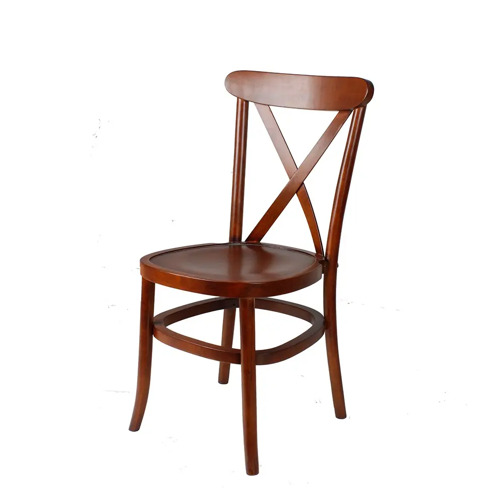 Hot selling Chinese supplier vintage cross back walnut wood finish restaurant chair