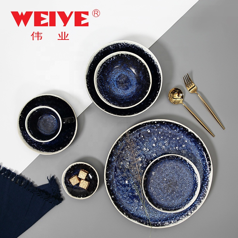 Weiye 10 шт наборы фарфоровой посуды творческий набор посуды стейк пластина синий посуда наборы столовая посуда для свадьбы Ресторан